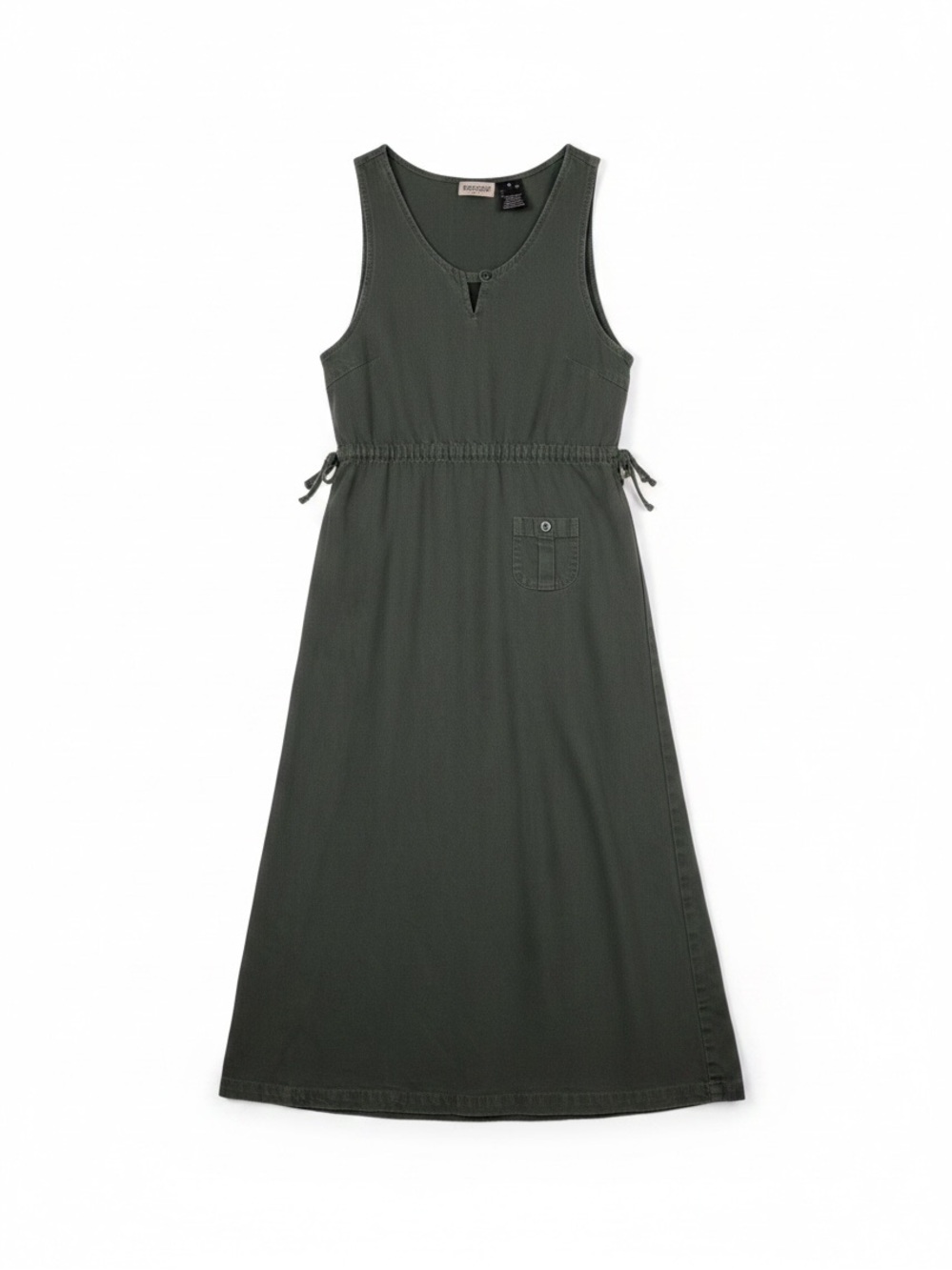 Vintage Erika Collection Denim Midi Dress Small Dark Olive Green TENCEL Cotton